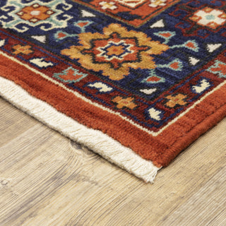 Oriental Weavers Lilihan 2061V Red/Blue Area Rug Corner On Wood Featured