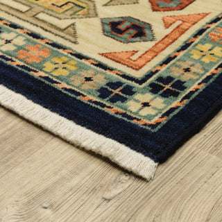 Oriental Weavers Lilihan 041H6 Blue/Ivory Area Rug Corner On Wood