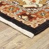 Oriental Weavers Lilihan 4929A Black/Red Area Rug Corner On Wood Featured