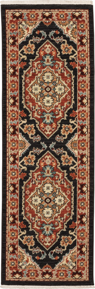 Oriental Weavers Lilihan 4929A Black/Red Area Rug Runner 2'x6'