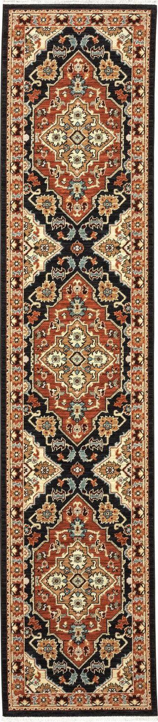 Oriental Weavers Lilihan 4929A Black/Red Area Rug Runner 2'6''x12'