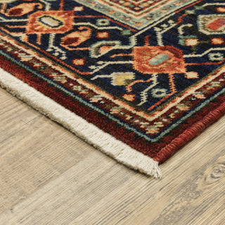 Oriental Weavers Lilihan 5503M Red/Blue Area Rug Corner On Wood Featured