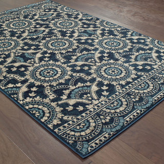 Oriental Weavers Linden 7842A Navy/ Grey Area Rug On Wood