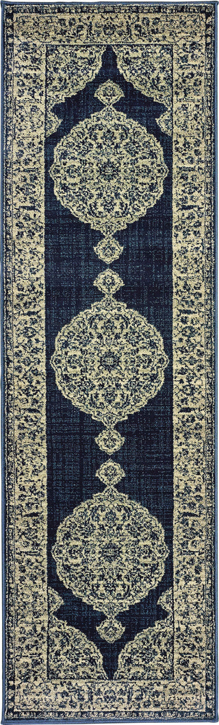 Oriental Weavers Linden 7937A Navy/ Grey Area Rug 2'3'' X 7'6'' Runner