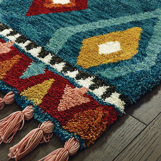 Oriental Weavers Madison 61402 Blue Pink Area Rug Corner Image