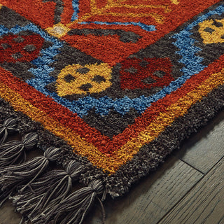 Oriental Weavers Madison 61403 Rust Blue Area Rug Corner Image