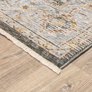 Oriental Weavers Maharaja 1803X Charcoal/ Blue Area Rug Corner On Wood