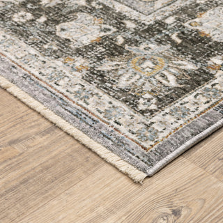 Oriental Weavers Maharaja 091E1 Grey/ Blue Area Rug Corner On Wood