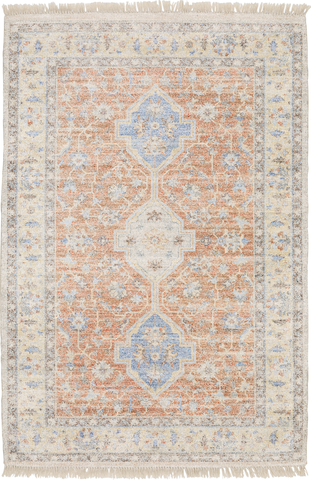 Oriental Weavers Malabar 45305 Orange/ Blue Area Rug Incredible Rugs