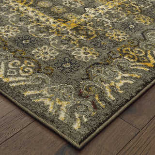 Oriental Weavers Mantra 507N7 Grey Gold Area Rug Corner Image