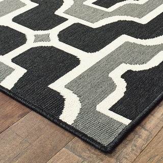 Oriental Weavers Marina 1491Z Black/Grey Area Rug Corner On Wood