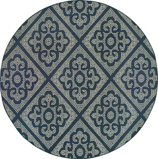 Oriental Weavers Marina 3804B Navy/Ivory Area Rug 7'10'' Round