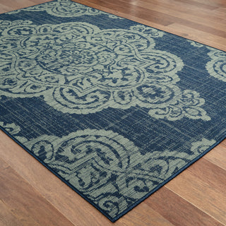 Oriental Weavers Marina 5929B Navy/Grey Area Rug On Wood