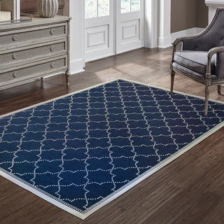 Oriental Weavers Marina 6025P Navy/Ivory Area Rug Room Scene Featured