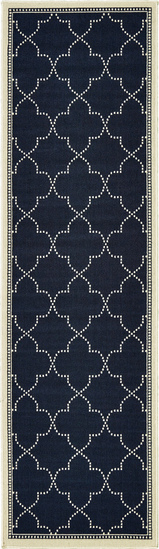 Oriental Weavers Marina 6025P Navy/Ivory Area Rug Runner 