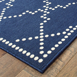 Oriental Weavers Marina 7765B Navy/Ivory Area Rug Corner Shot