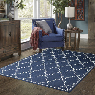 Oriental Weavers Marina 7765B Navy/Ivory Area Rug Room Scene Featured