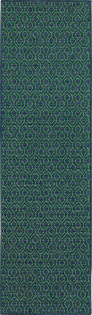 Oriental Weavers Meridian 1634Q Navy/Green Area Rug 2'3'' X 7'6'' Runner