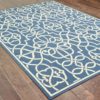 Oriental Weavers Meridian 2205B Navy/Ivory Area Rug Closeup Feature