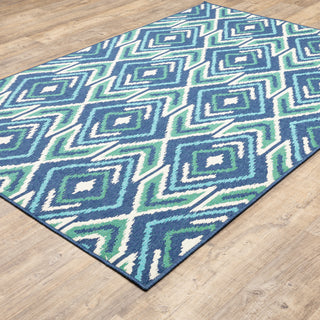 Oriental Weavers Meridian 2209B Navy/Green Area Rug Closeup Feature