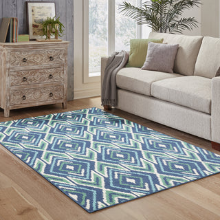 Oriental Weavers Meridian 2209B Navy/Green Area Rug Lifestyle Image Featured