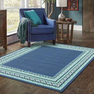 Oriental Weavers Meridian 9650B Navy/Green Area Rug Lifestyle Image Featured