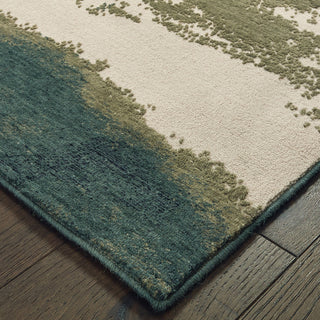 Oriental Weavers Montage 1801B Blue Ivory Area Rug Corner Featured