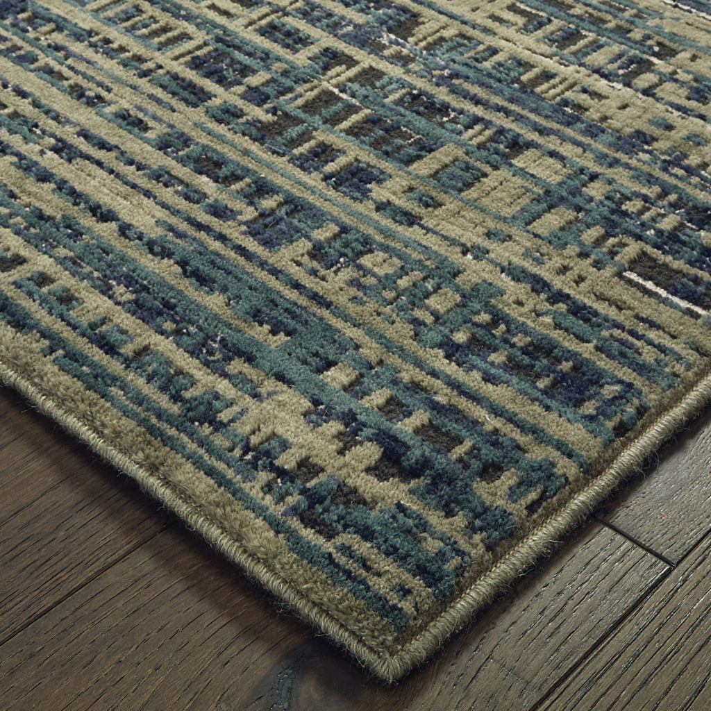 Oriental Weavers Montage 5503D Blue Grey Area Rug Corner Featured