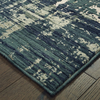 Oriental Weavers Montage 5990B Blue Grey Area Rug Corner Featured