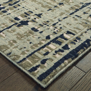 Oriental Weavers Montage 8020B Blue Tan Area Rug Corner Featured
