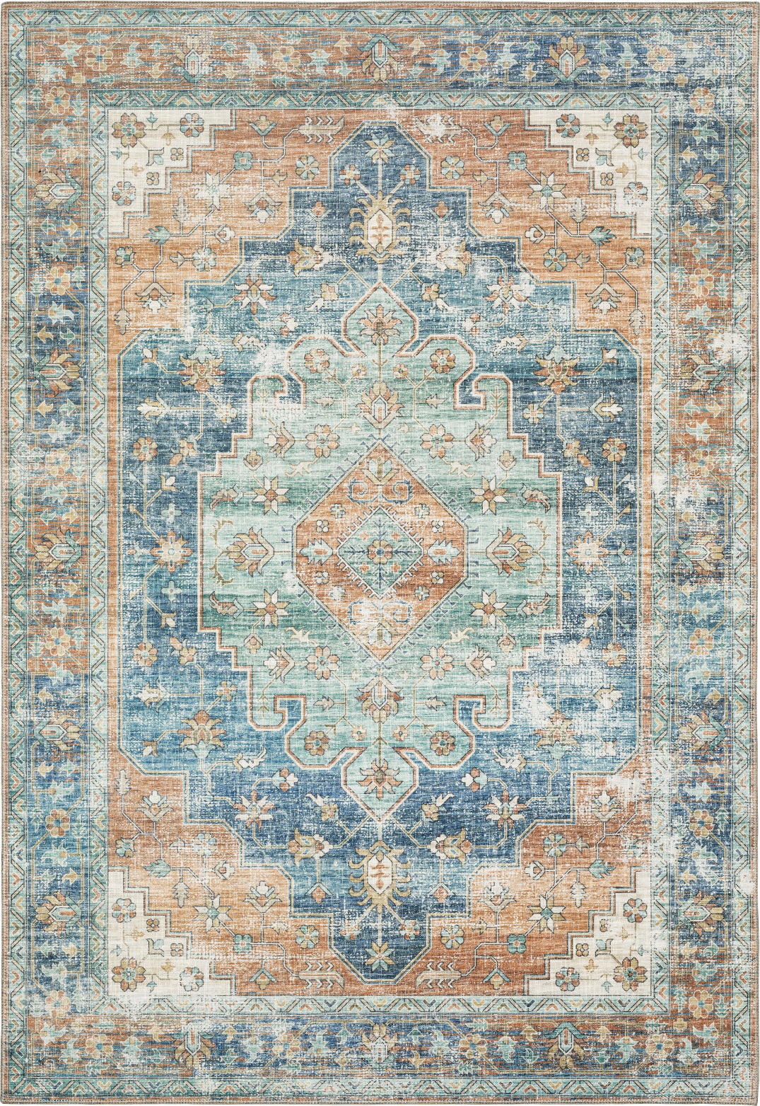 Oriental Weavers Myers Park MYP03 Rust/ Blue Area Rug Main Image Featured
