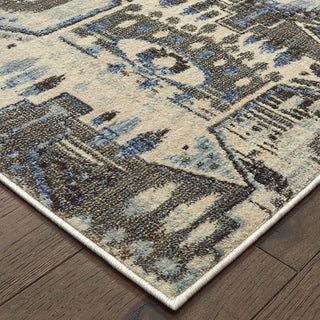 Oriental Weavers Pandora 1334W Blue Brown Area Rug Corner Image