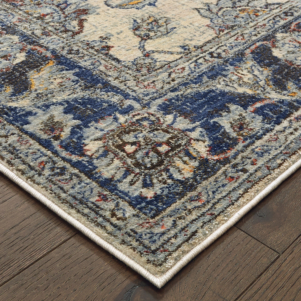 Oriental Weavers Pandora 1802E Ivory Blue Area Rug Corner Featured