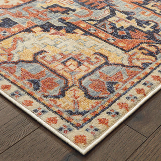 Oriental Weavers Pandora 049S7 Blue Orange Area Rug Corner Image