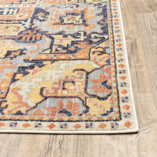 Oriental Weavers Pandora 049S7 Blue Orange Area Rug Corner Image