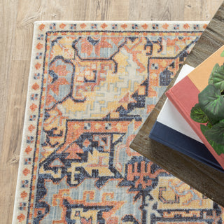 Oriental Weavers Pandora 049S7 Blue Orange Area Rug Corner Image