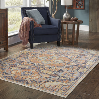 Oriental Weavers Pandora 049S7 Blue Orange Area Rug Lifestyle Image Feature