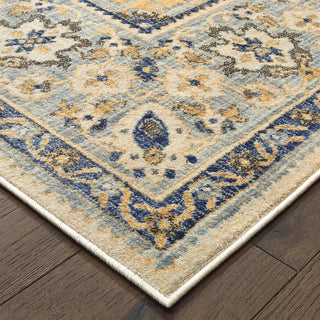 Oriental Weavers Pandora 8027W Ivory Blue Area Rug Corner Featured