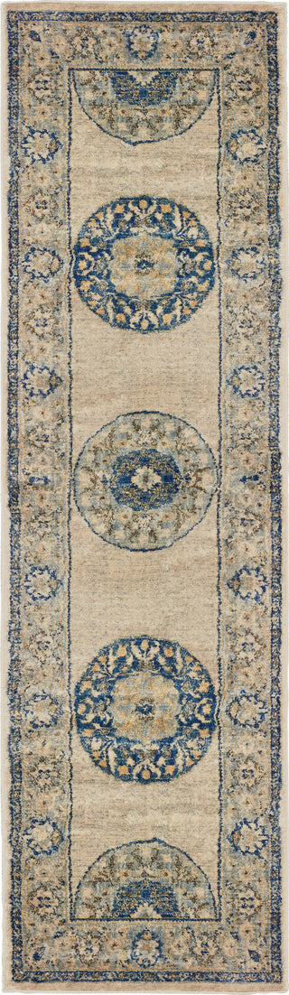 Oriental Weavers Pandora 8027W Ivory Blue Area Rug Runner Image