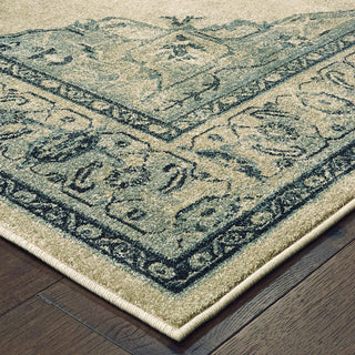 Oriental Weavers Raleigh 2337W Ivory Blue Area Rug Corner Image