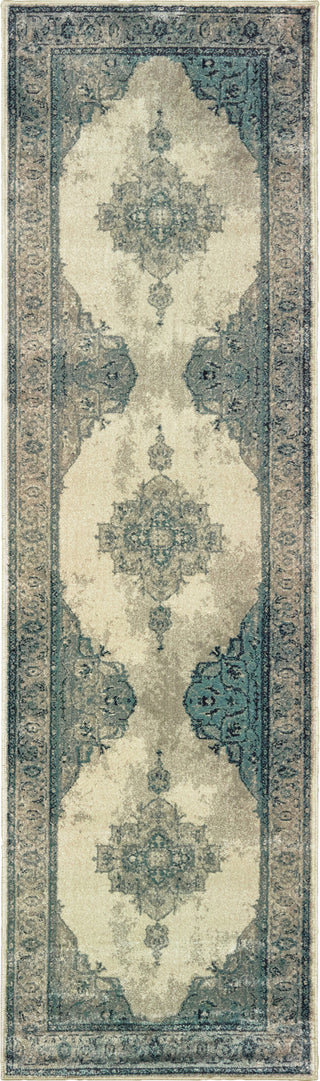 Oriental Weavers Raleigh 2337W Ivory Blue Area Rug Runner Image