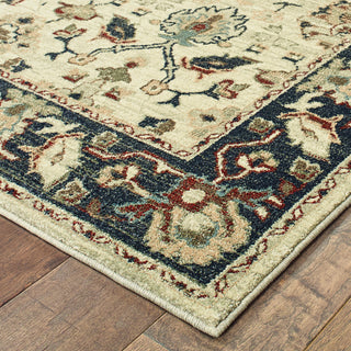 Oriental Weavers Raleigh 8026E Ivory/Navy Area Rug Corner Shot