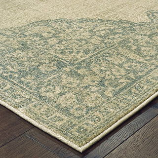 Oriental Weavers Raleigh 099J5 Ivory Blue Area Rug Corner Image