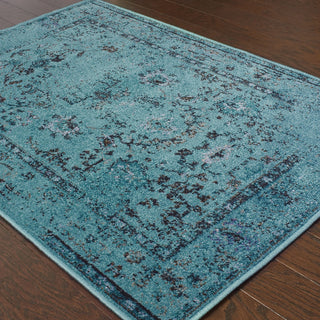 Oriental Weavers Revival 550H2 Teal/Grey Area Rug Closeup