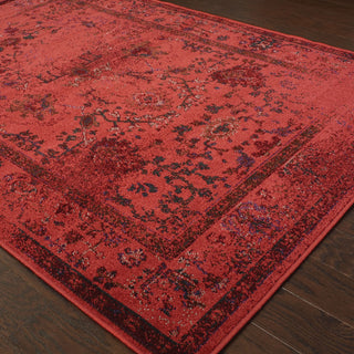 Oriental Weavers Revival 550R2 Red/Grey Area Rug Corner Featured