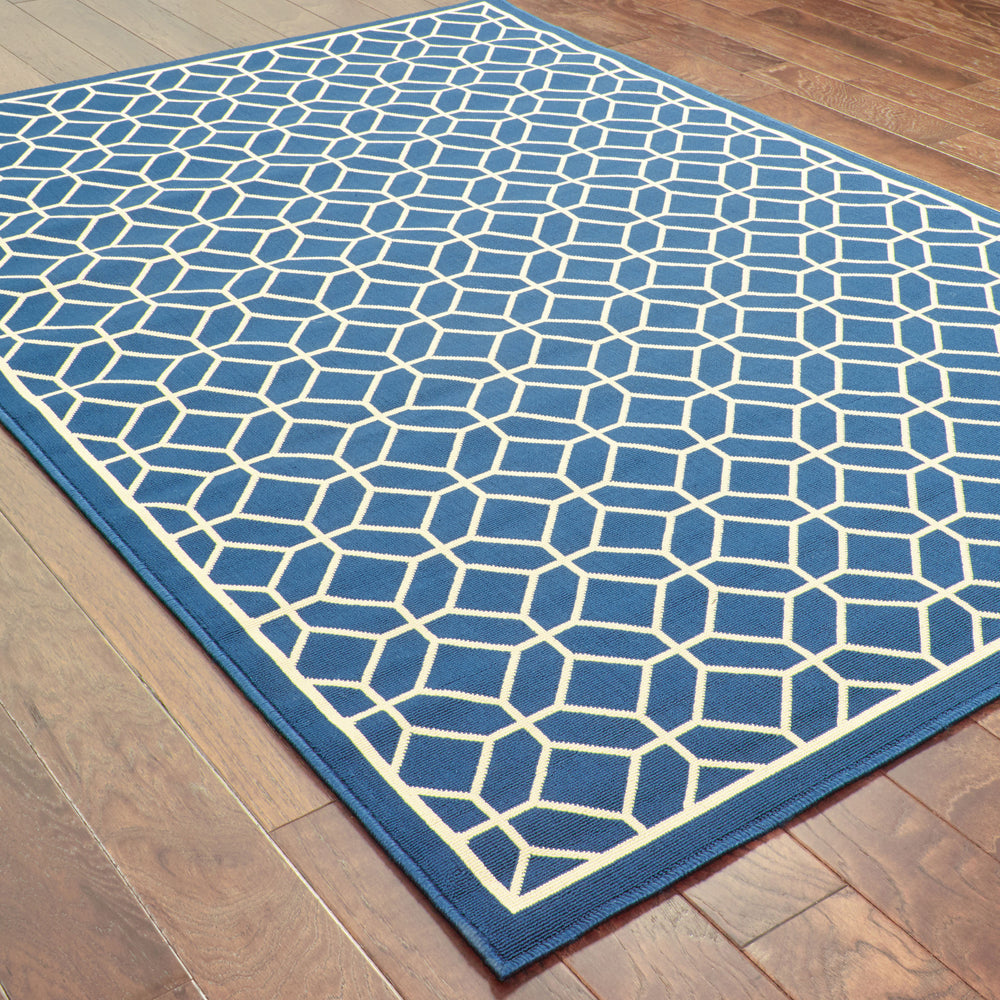 Oriental Weavers Riviera 4771G Navy/Ivory Area Rug Closeup Feature
