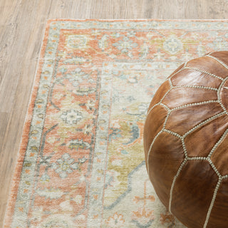 Oriental Weavers Savoy 28101 Orange/ Blue Area Rug Corner On Wood