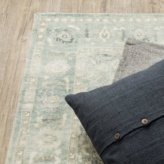 Oriental Weavers Savoy 28107 Green/ Ivory Area Rug Corner On Wood