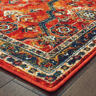 Oriental Weavers Sedona 9589A Orange Blue Area Rug Corner Image