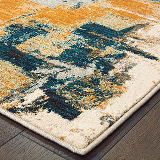 Oriental Weavers Sedona 9593A Blue Gold Area Rug Corner Featured